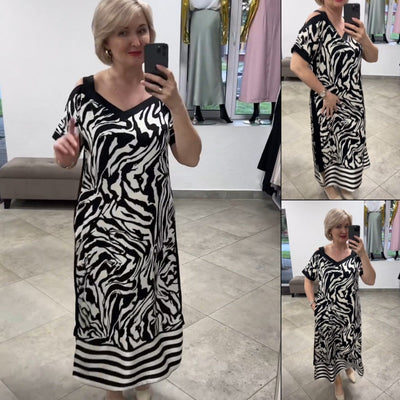 Zebraluxe™ V-Neck Shift Dress