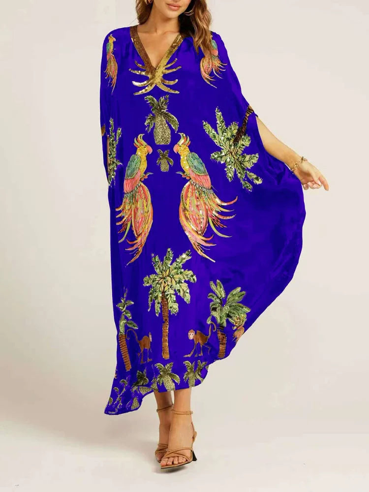 Soléva™ | V-Neck Printed Flowy Dress