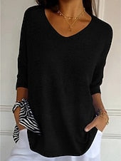 Women's Ribbed V-Neck Knitted Pullover