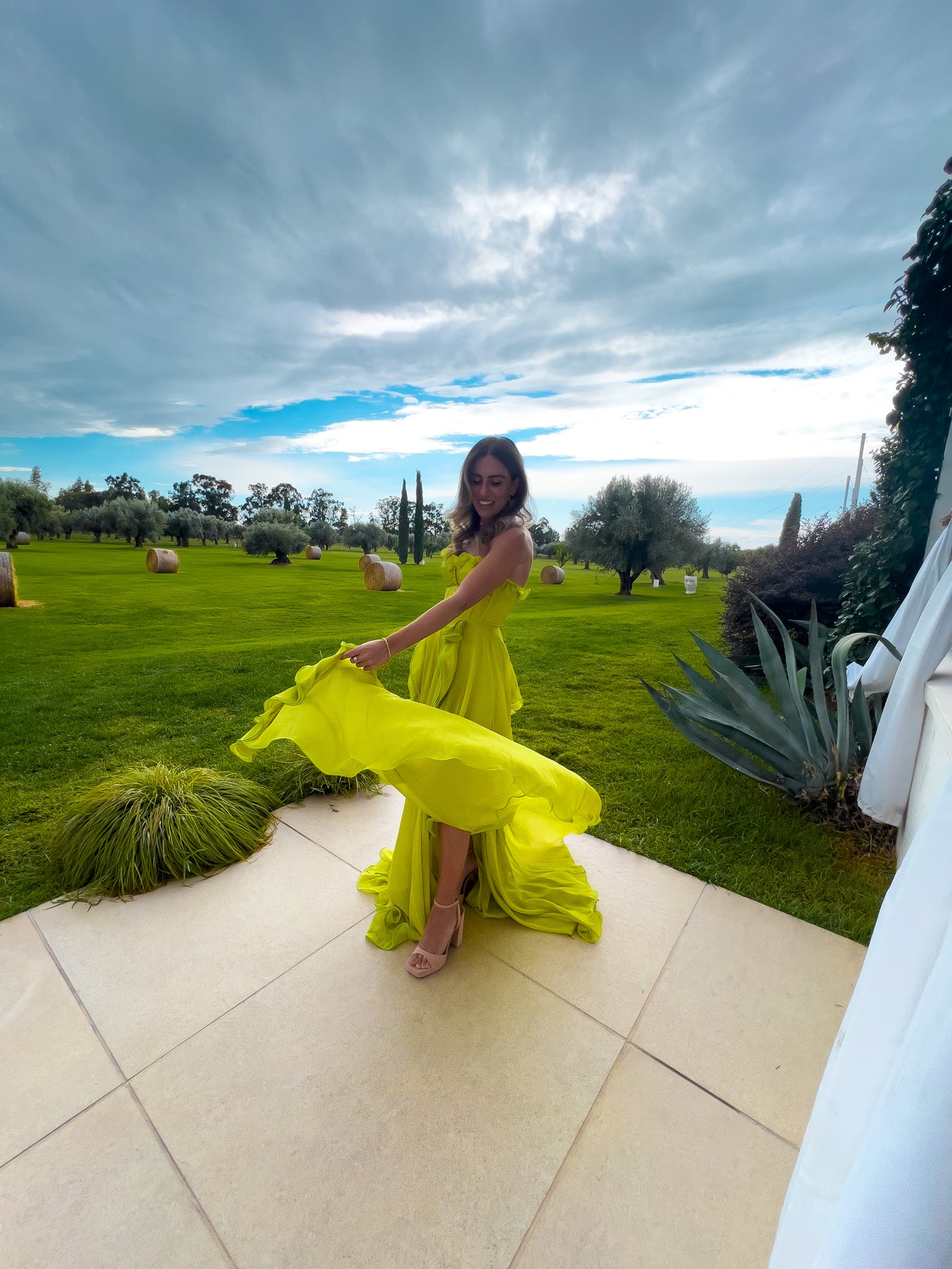 Amora™ | Frill Sweetheart Neck Maxi Dress