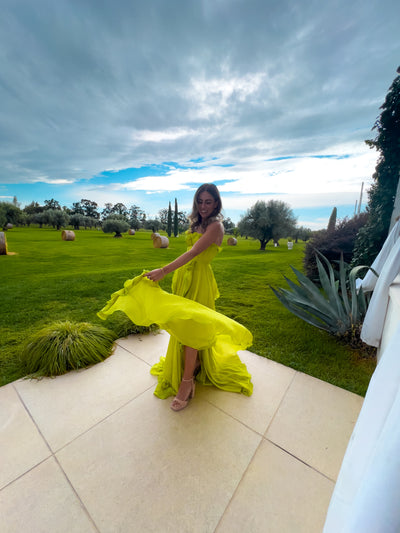 Amora™ | Frill Sweetheart Neck Maxi Dress