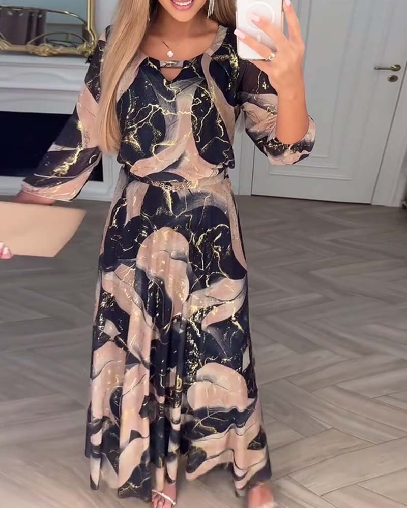 Amelisse™ | Elegant Printed Waist Dress