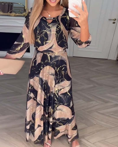 Amelisse™ | Elegant Printed Waist Dress