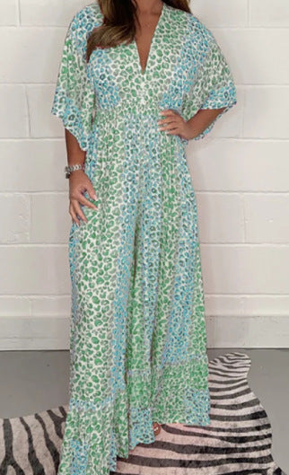 Leopard Print V-Neck Dress