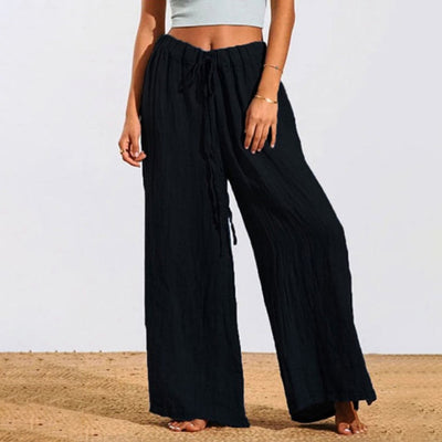Solid Color Loose Cotton-Linen Casual Pants