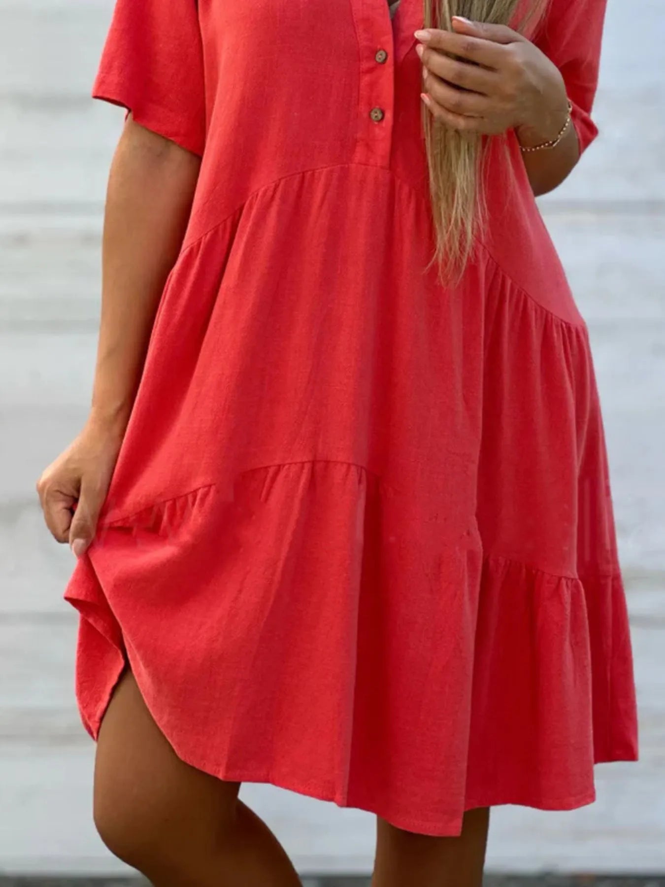 TierEase™ Button-Front Tiered Midi Dress
