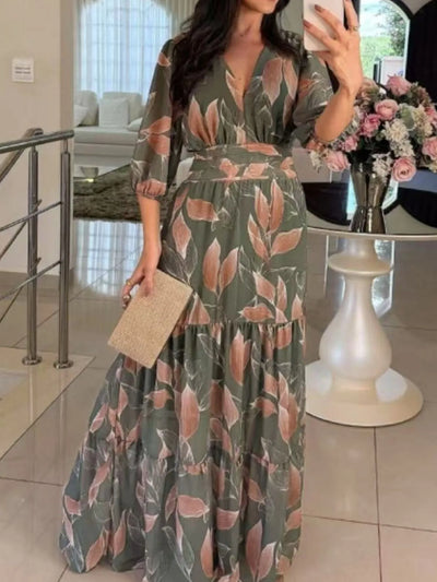 Aurora™ | Printed V-Neck Maxi Dress