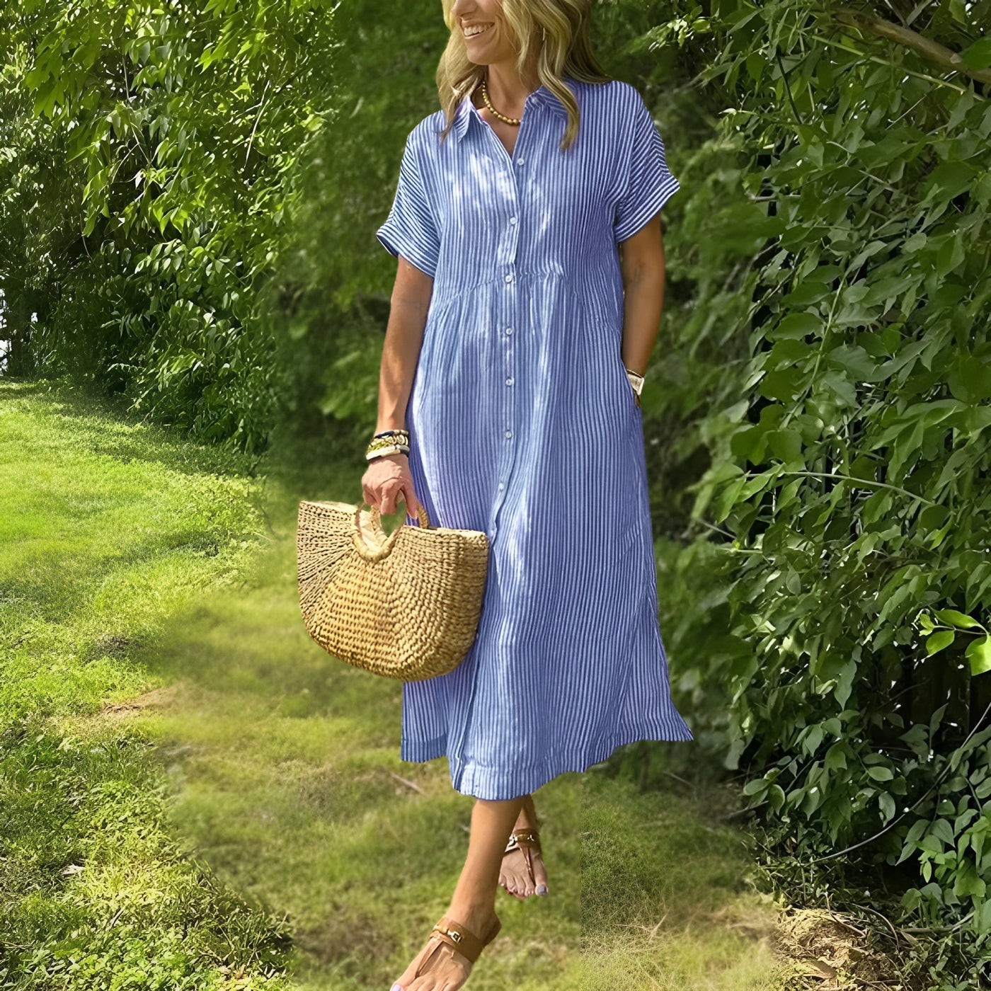 Florine | Flattering Striped Shirtdress