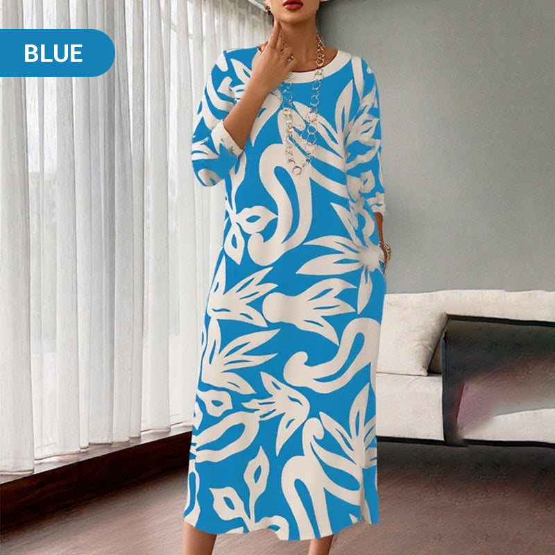 Nelia – Printed Round-Neck Dress