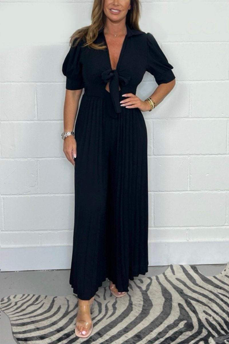 PleatGrace™ V-Neck Jumpsuit