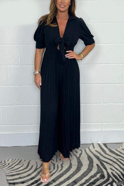 PleatGrace™ V-Neck Jumpsuit