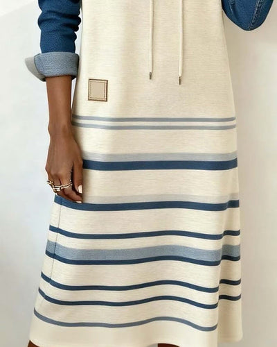 Rivana™ | Striped Hooded Dress with Color Mixing