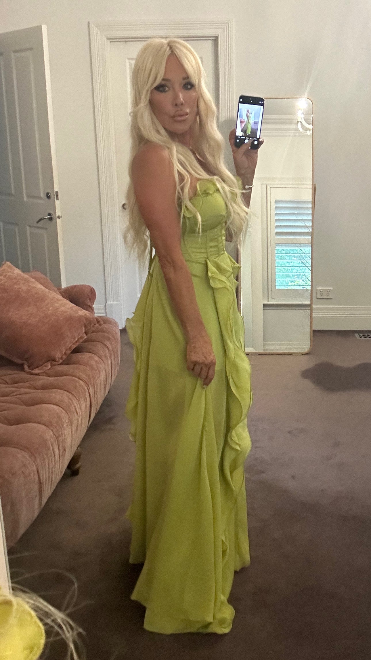 Amora™ | Frill Sweetheart Neck Maxi Dress