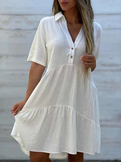 TierEase™ Button-Front Tiered Midi Dress