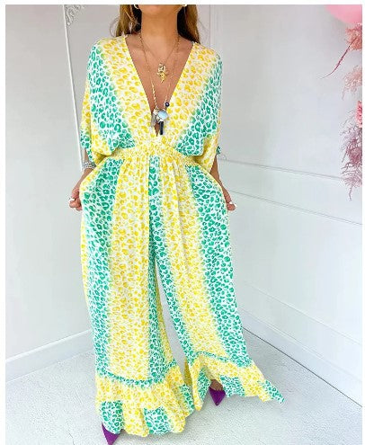 Leopard Print V-Neck Dress