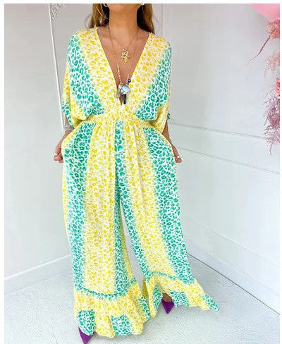 Leopard Print V-Neck Dress