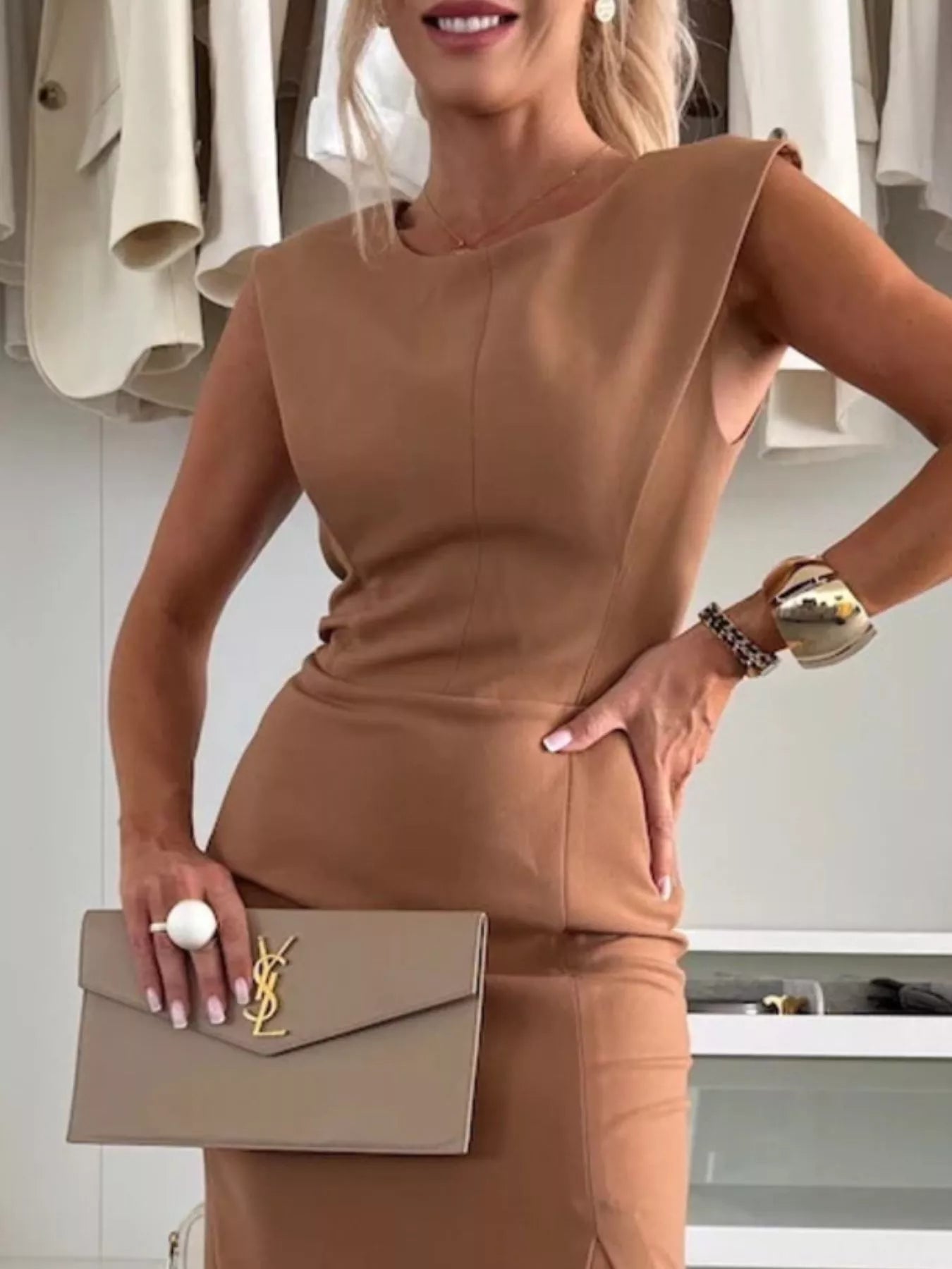 Meliora™ | Sleeveless Midi Dress with Side Slit