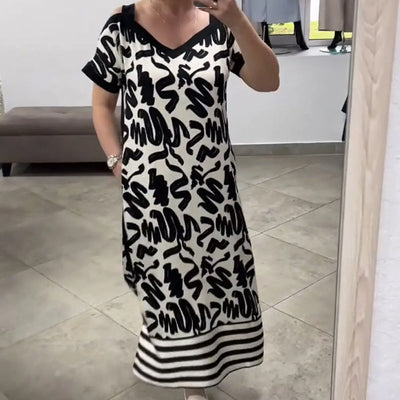 Zebraluxe™ V-Neck Shift Dress