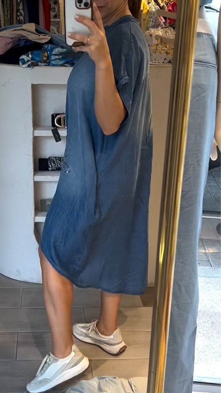 DenimGlow™ Button-Front Maxi