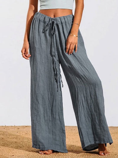 Solid Color Loose Cotton-Linen Casual Pants