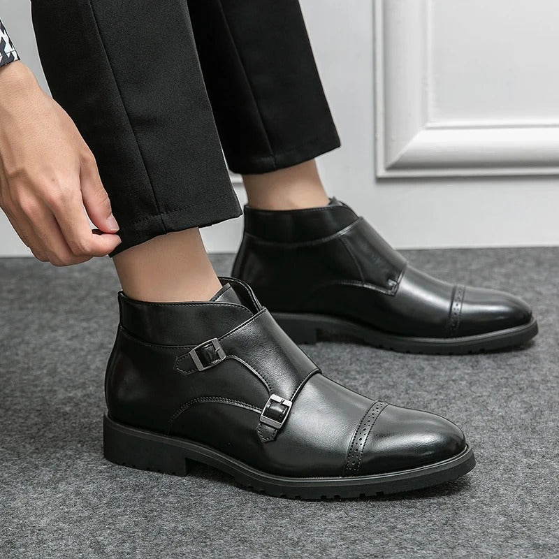Parker™ | Double-Buckle Faux Leather Boots