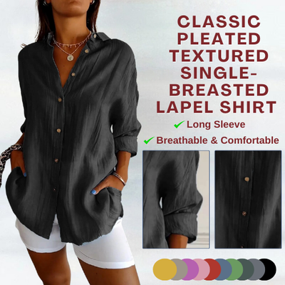 Classic Pleated Textured  Lapel Shirt