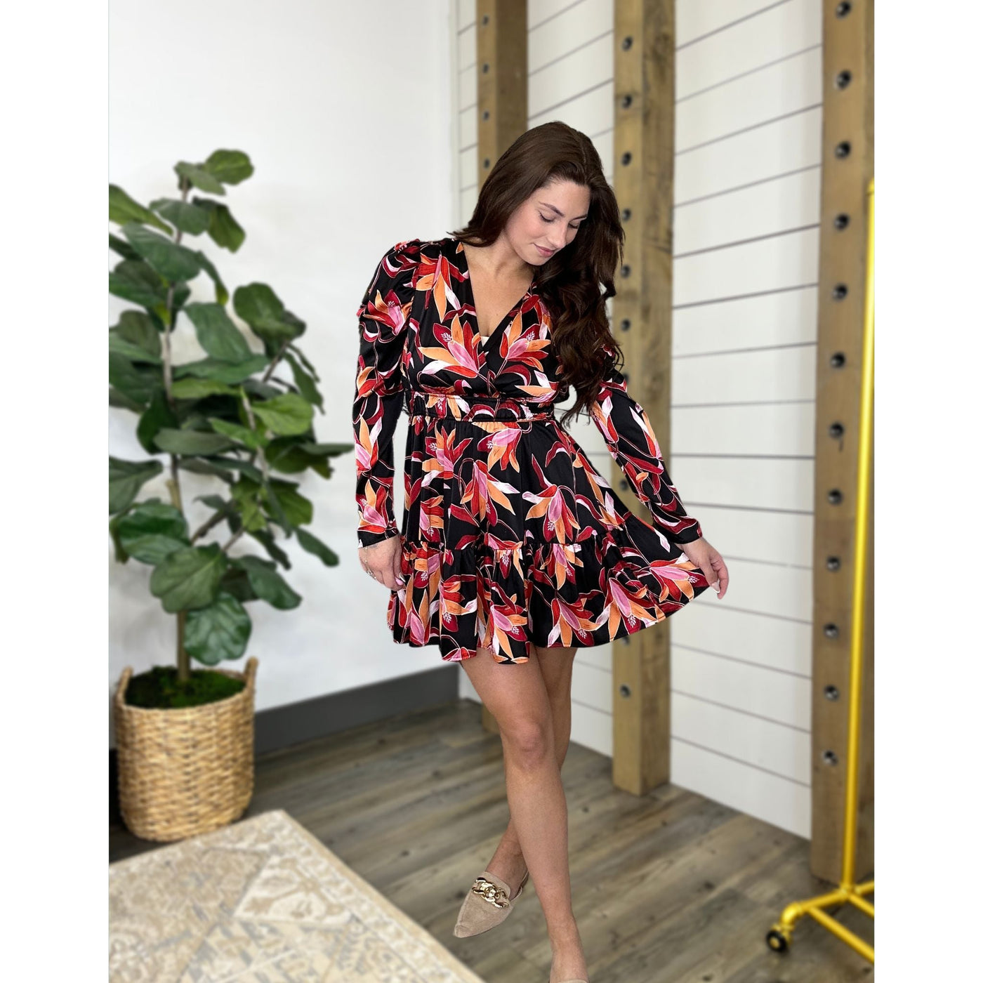 WalkThisWay™ Satin Tiered Dress