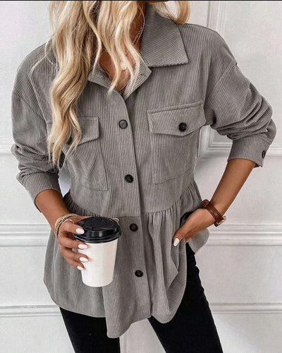 Cordelle™ | Corduroy Button Top with Pocket Detail