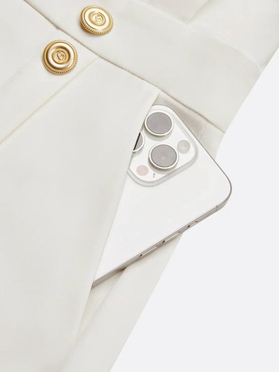 Malene™ | Solid Midi Dress with Button Slit and Round Neckline