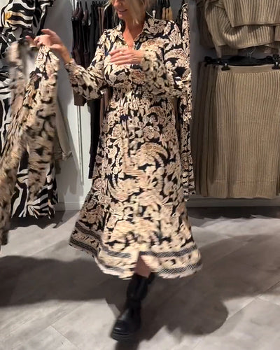 Elanora™ | Printed Collared Midi Dress