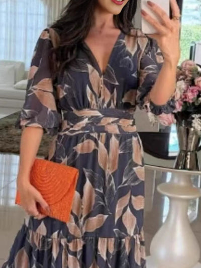 Aurora™ | Printed V-Neck Maxi Dress