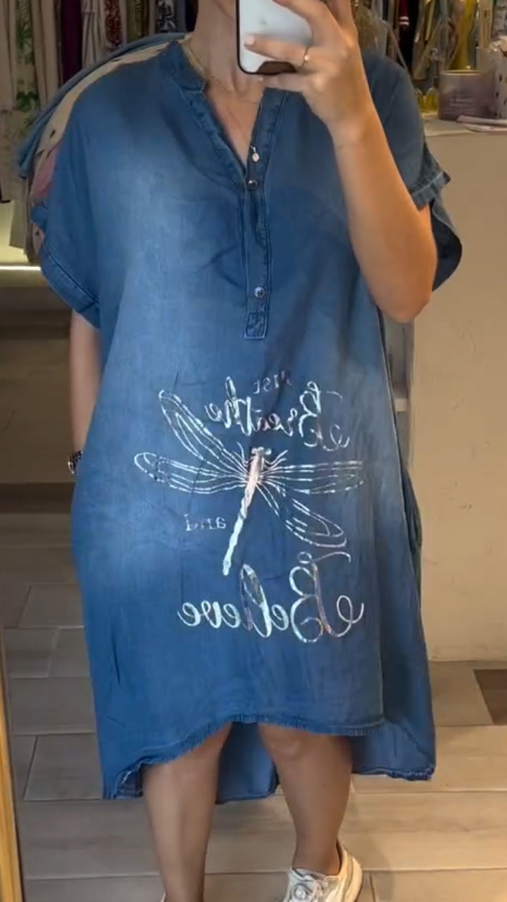 DenimGlow™ Button-Front Maxi