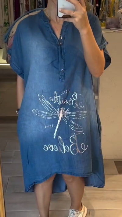 DenimGlow™ Button-Front Maxi