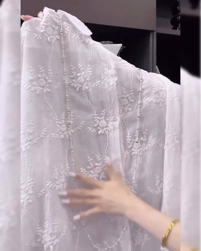 Embroidered Solid Color Shirt with Dropped Shoulders