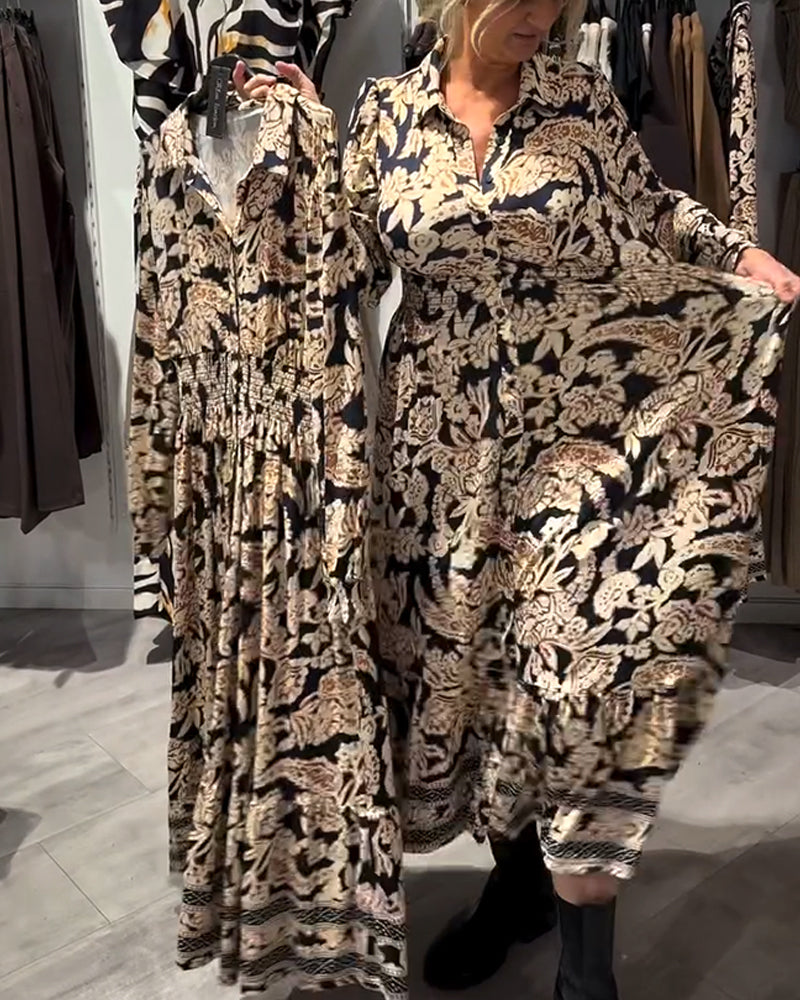 Elanora™ | Printed Collared Midi Dress