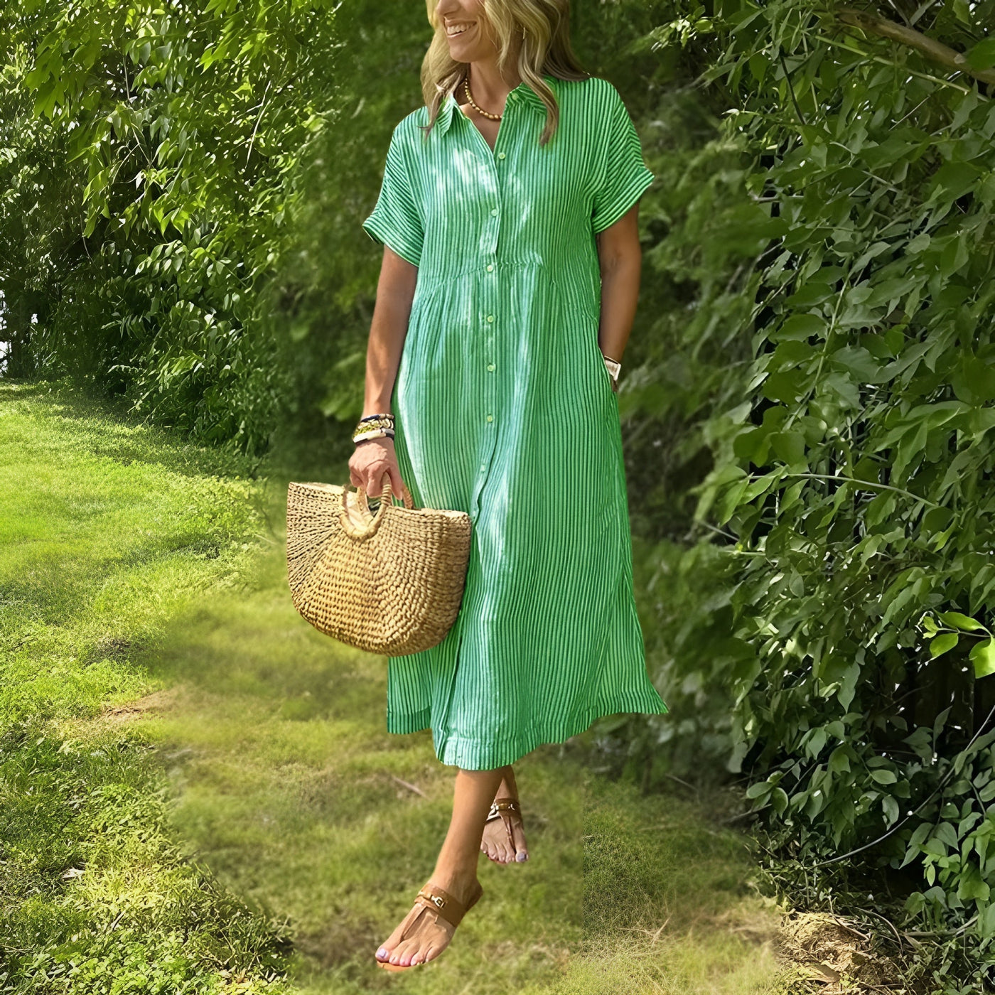 Florine | Flattering Striped Shirtdress