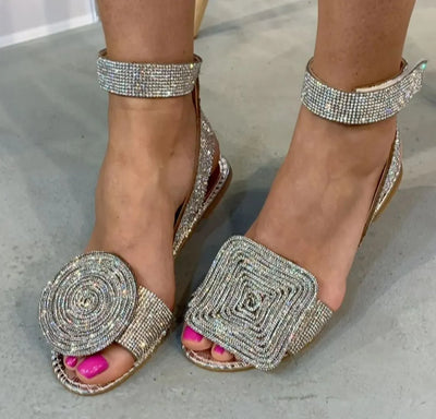 Linzey™ | Asymmetrical Rhinestone Sandals