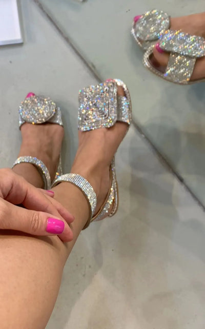 Linzey™ | Asymmetrical Rhinestone Sandals