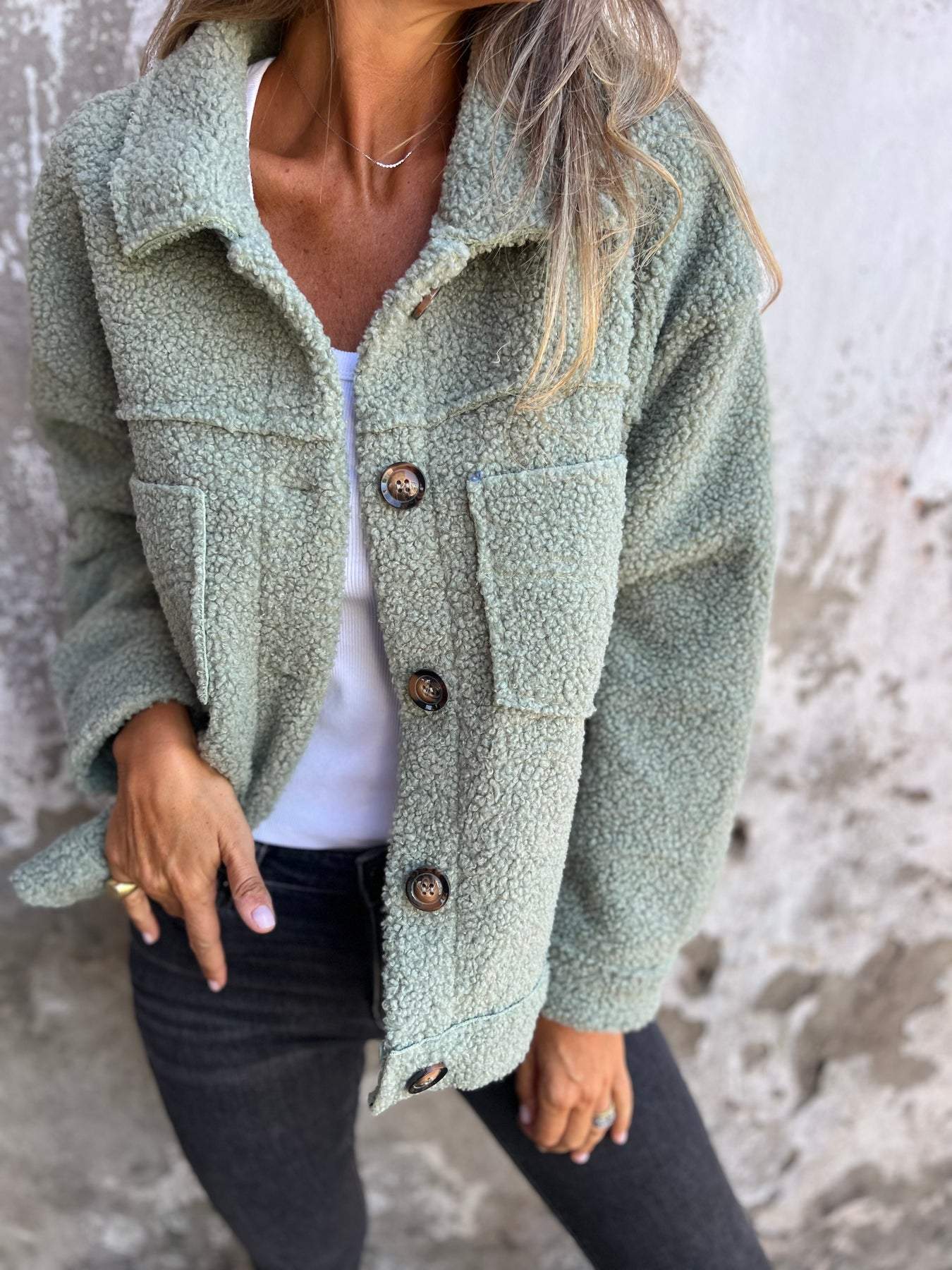 CozyMoss™ Teddy Button Jacket