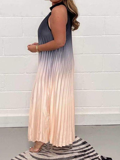 SunsetBloom™ Pleated Maxi Dress