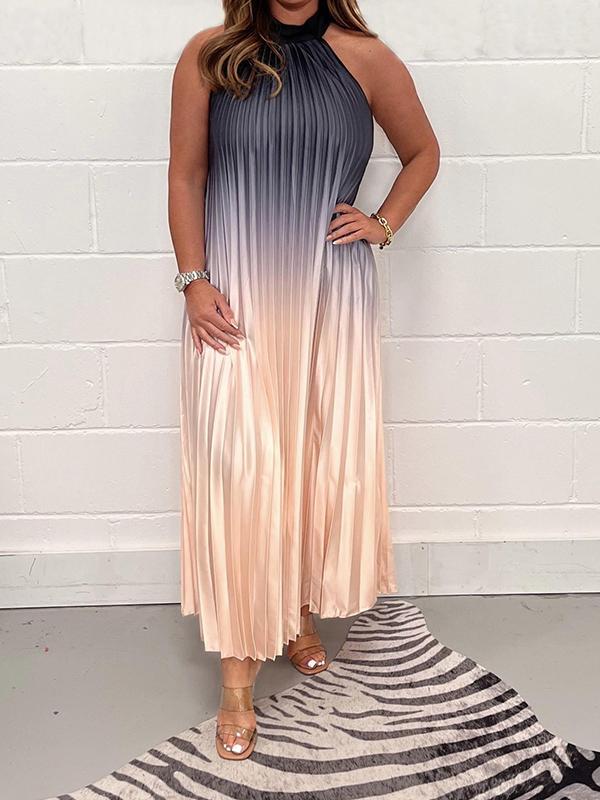 SunsetBloom™ Pleated Maxi Dress