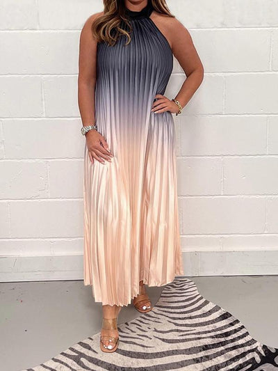 SunsetBloom™ Pleated Maxi Dress