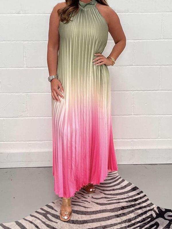 SunsetBloom™ Pleated Maxi Dress