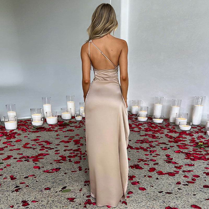 Aureline™ | One-Shoulder Backless Slit Dress