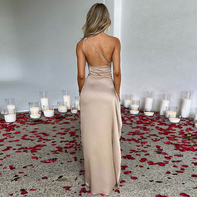 Aureline™ | One-Shoulder Backless Slit Dress