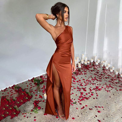 Aureline™ | One-Shoulder Backless Slit Dress