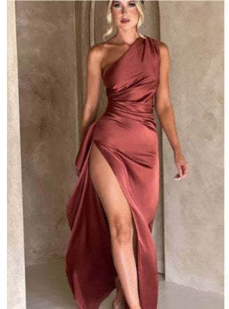 Aureline™ | One-Shoulder Backless Slit Dress