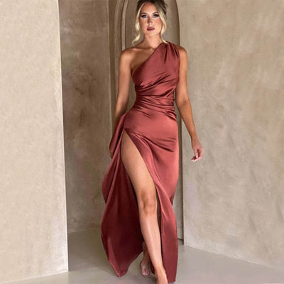 Aureline™ | One-Shoulder Backless Slit Dress