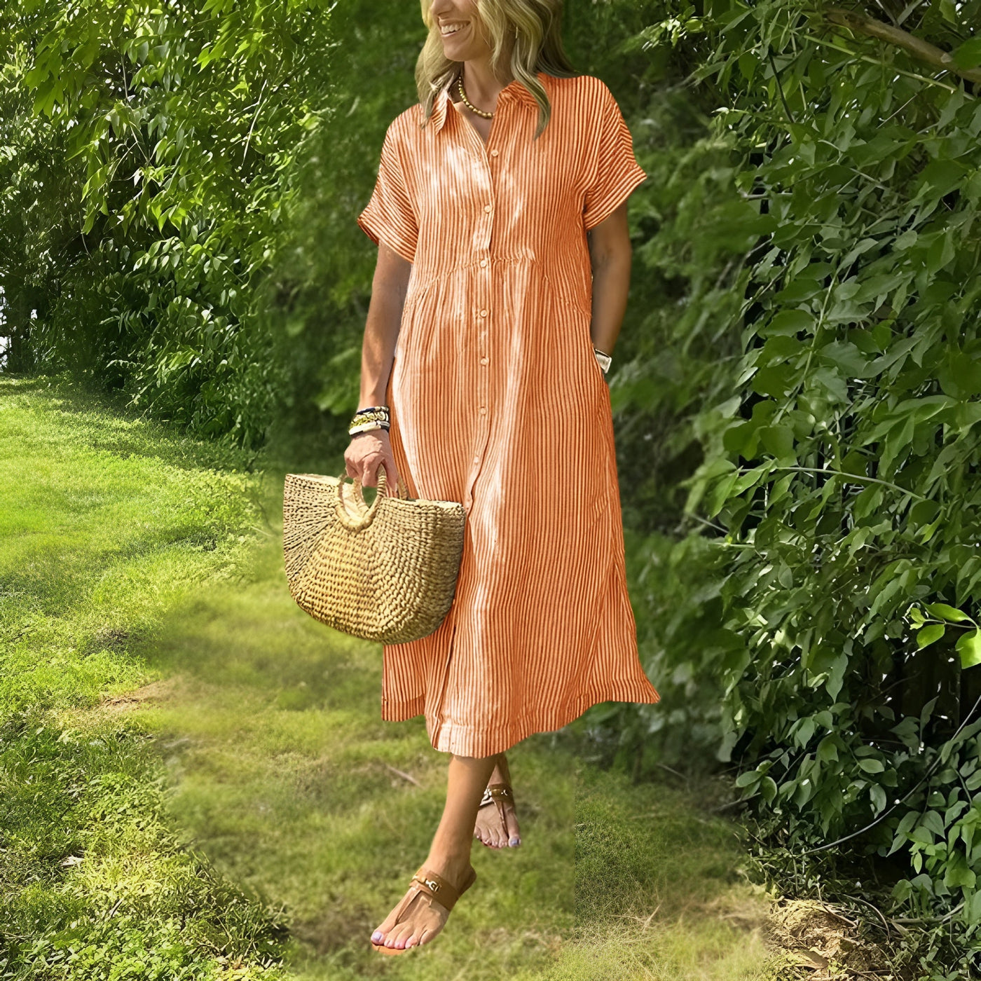 Florine | Flattering Striped Shirtdress