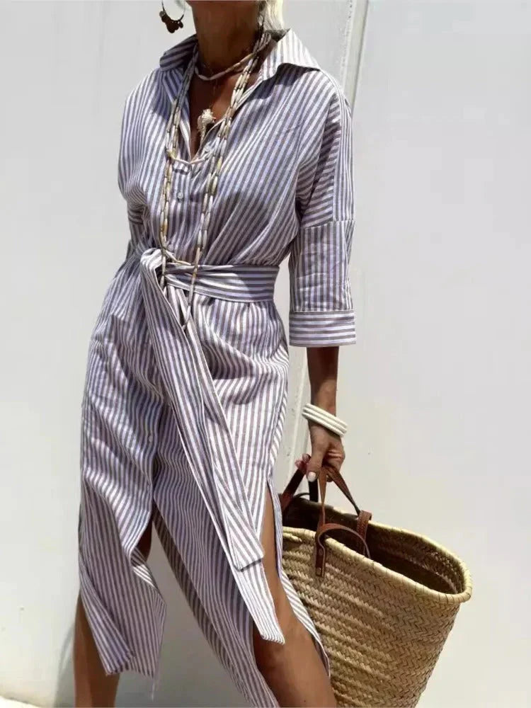 Striped collar dress